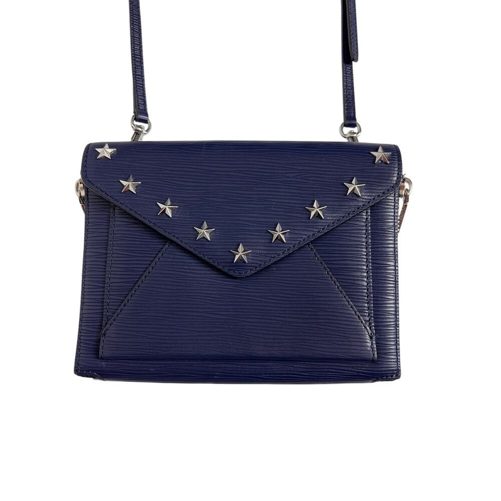 Rebecca Minkoff Navy Blue Leather Star Studded Envelope Crossbody Clutch